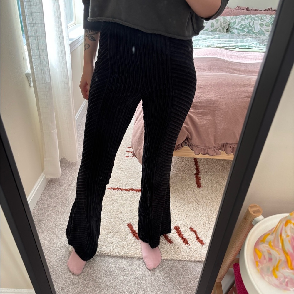 Free People Black Velvet Flare Pants